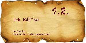 Irk Réka névjegykártya